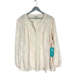 NWT Pioneer Woman 2X top blouse Ivory button front Boho prairie